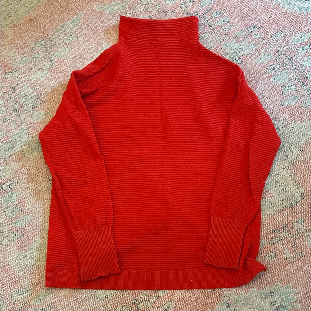 Chelsea & Theodore Red Ribbed Turtleneck Sweater Tunic